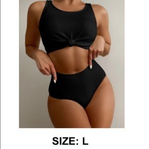 Shein Black Two Piece Bathing Suit Size: Large